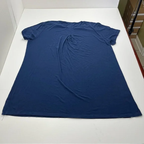 Cozy Earth Women Bamboo Rib-Knit Boyfriend Sleep Dress Navy Blue XL‎ *TINY FLAW